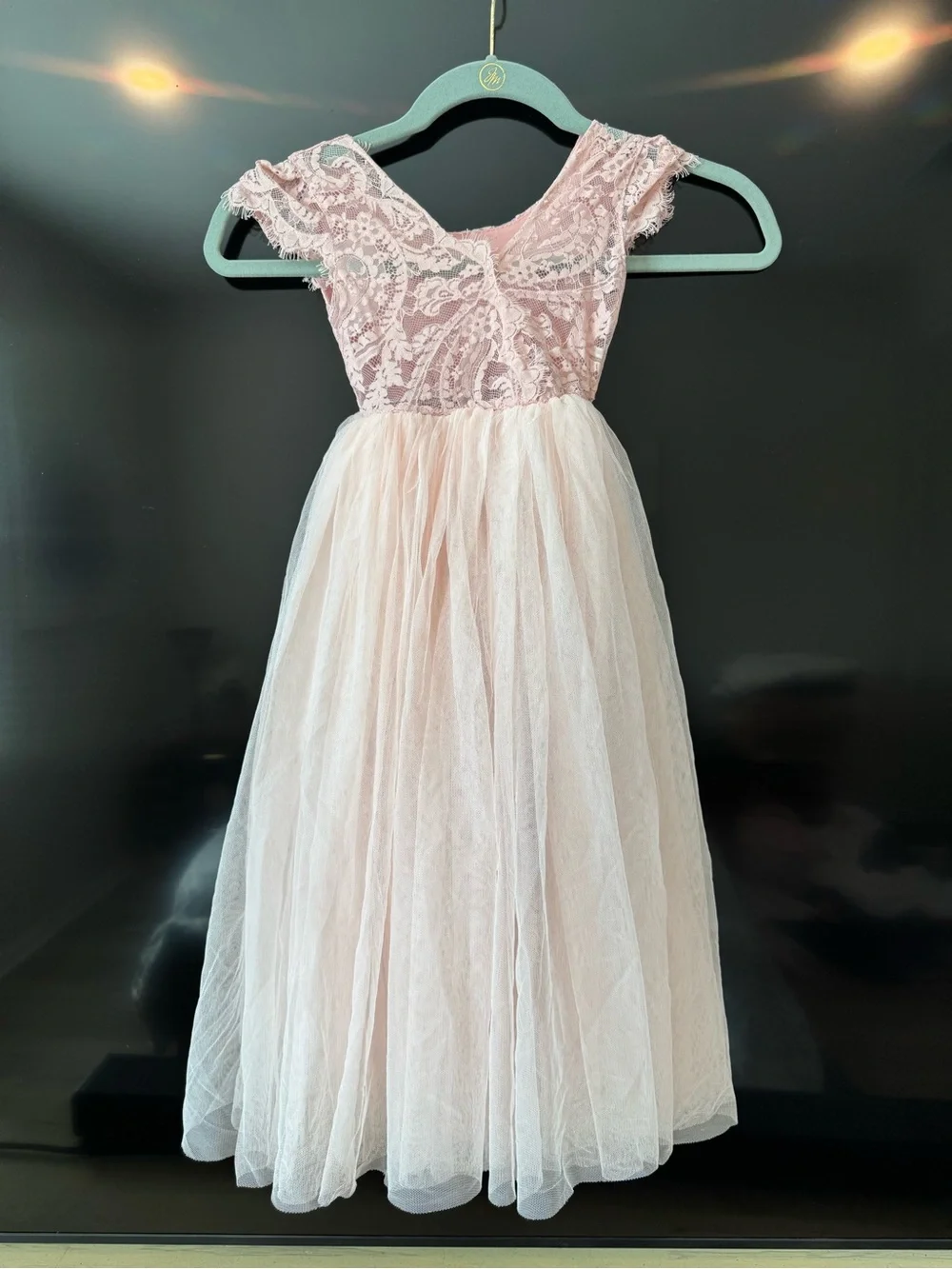 Girls' Lace & Tulle Party Dress - Blush Pink size 4T